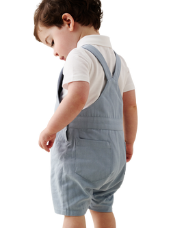 Angel & Rocket Baby Cotton Dungaree Set, Blue - view 2, Blue