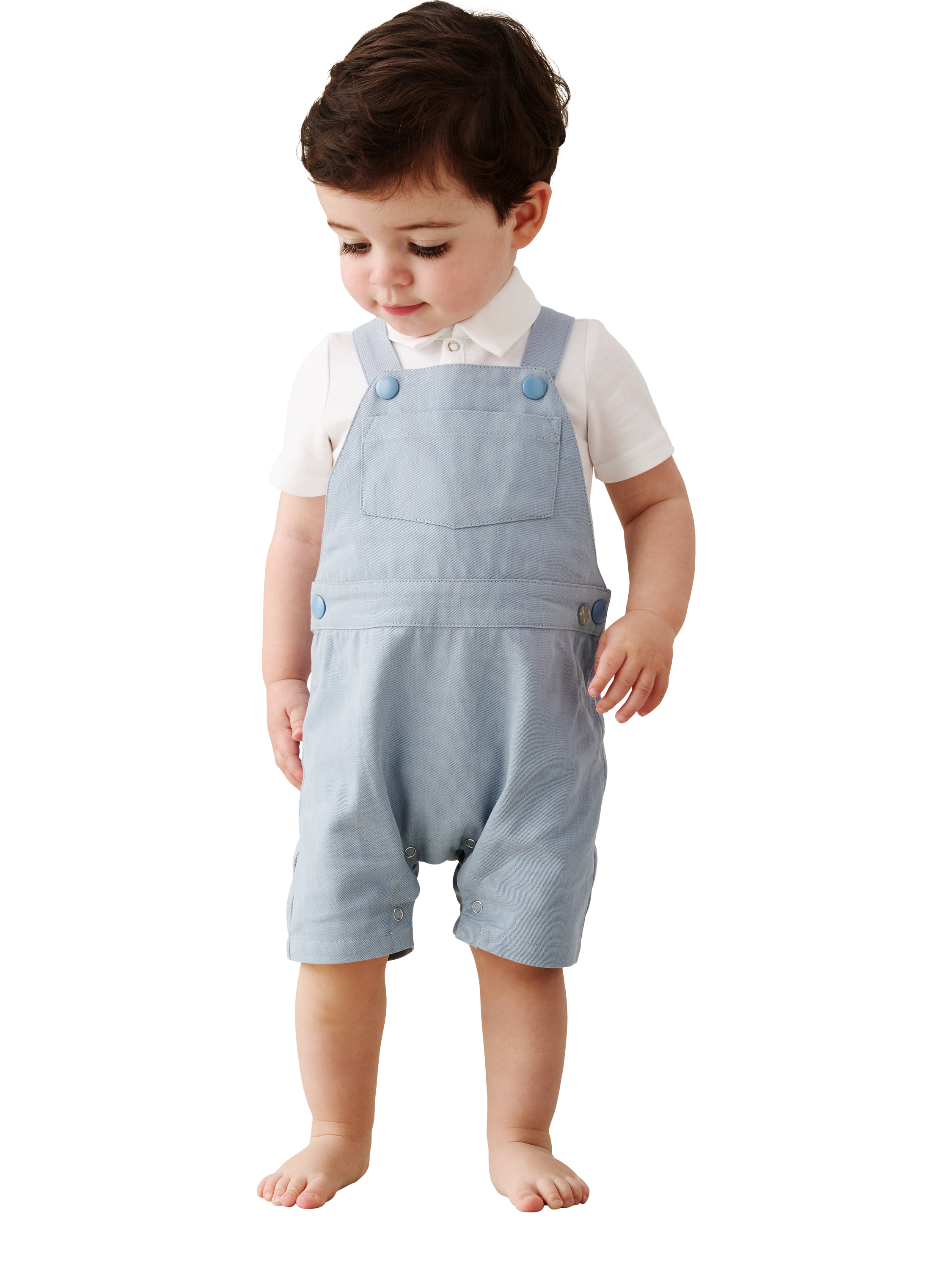 Product image 3 of 5, which shows Angel & Rocket Baby Cotton Dungaree Set, Blue, 0-3 months