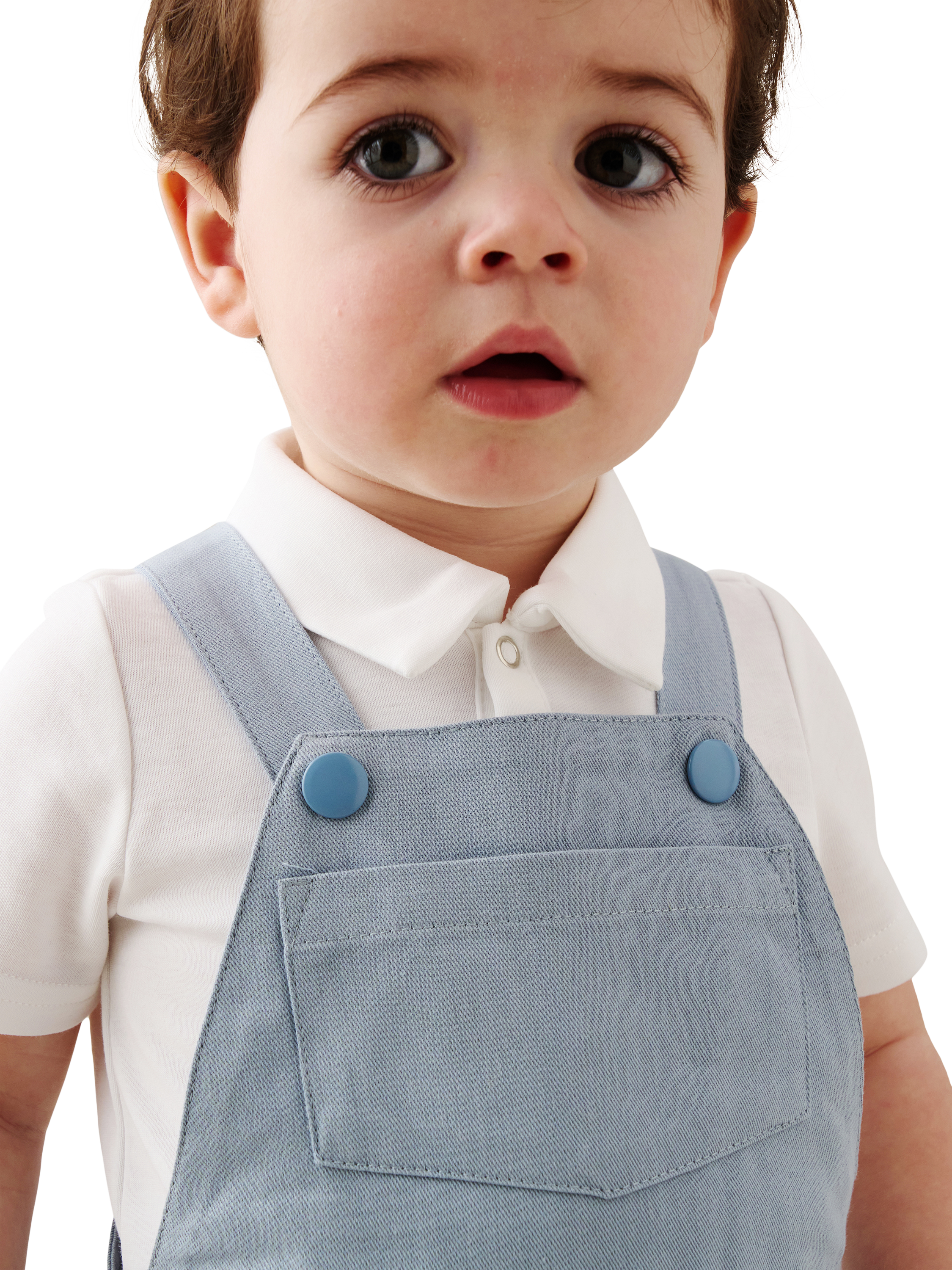 Product image 5 of 5, which shows Angel & Rocket Baby Cotton Dungaree Set, Blue, 0-3 months