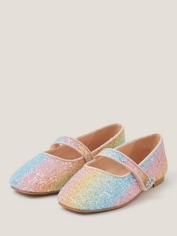 Monsoon Kids' Pastel Glitter Ballet Flats, Multi - view 2, Multi