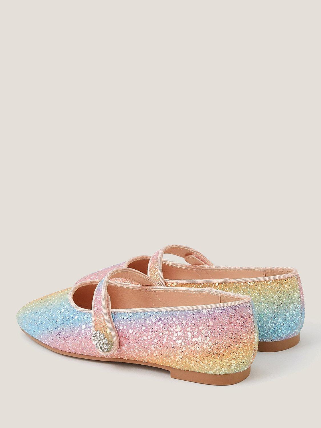 Product image 3 of 3, which shows Monsoon Kids' Pastel Glitter Ballet Flats, Multi, 7 Jnr