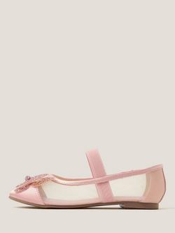 Monsoon Kids' Butterfly Mesh Ballet Flats, Pink, Pink
