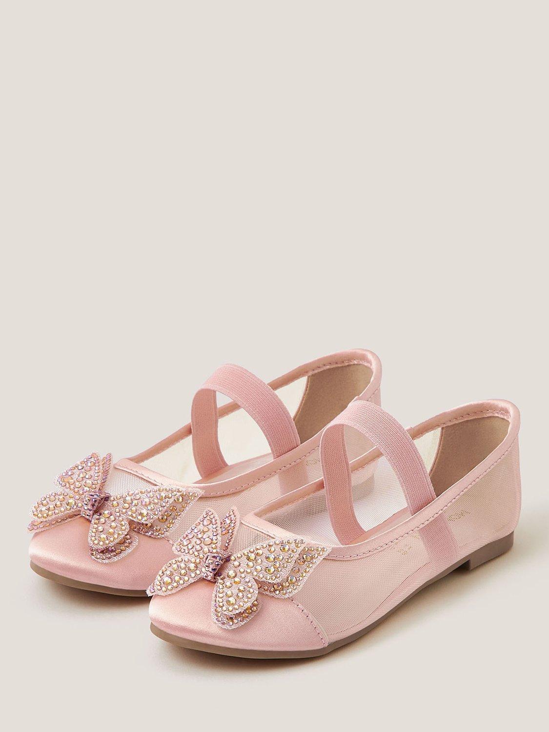 Product image 2 of 3, which shows Monsoon Kids' Butterfly Mesh Ballet Flats, Pink, 7 Jnr