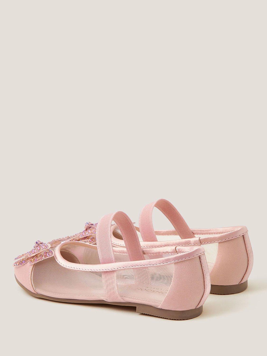 Product image 3 of 3, which shows Monsoon Kids' Butterfly Mesh Ballet Flats, Pink, 7 Jnr
