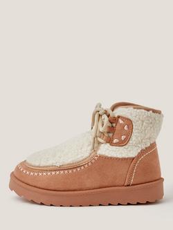 Monsoon Kids' Bow Borg Heart Ankle Boots, Natural, Natural