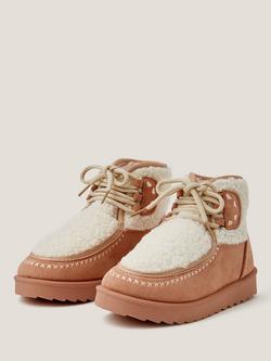 Monsoon Kids' Bow Borg Heart Ankle Boots, Natural - view 2, Natural