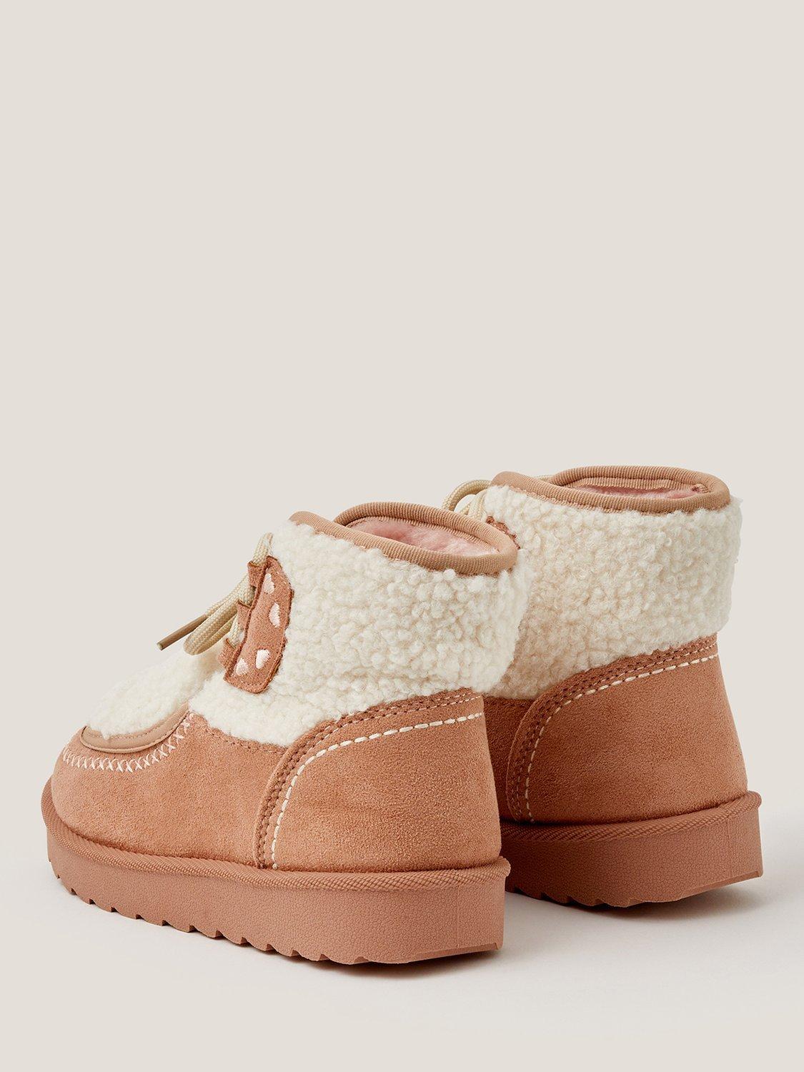 Product image 3 of 3, which shows Monsoon Kids' Bow Borg Heart Ankle Boots, Natural, 7 Jnr