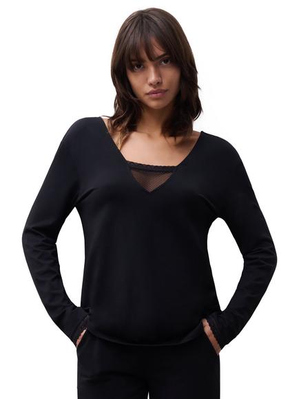 Chantelle Romance Long Sleeve Lounge Top, Black