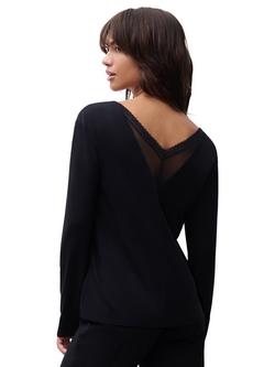 Chantelle Romance Long Sleeve Lounge Top - view 2, Black