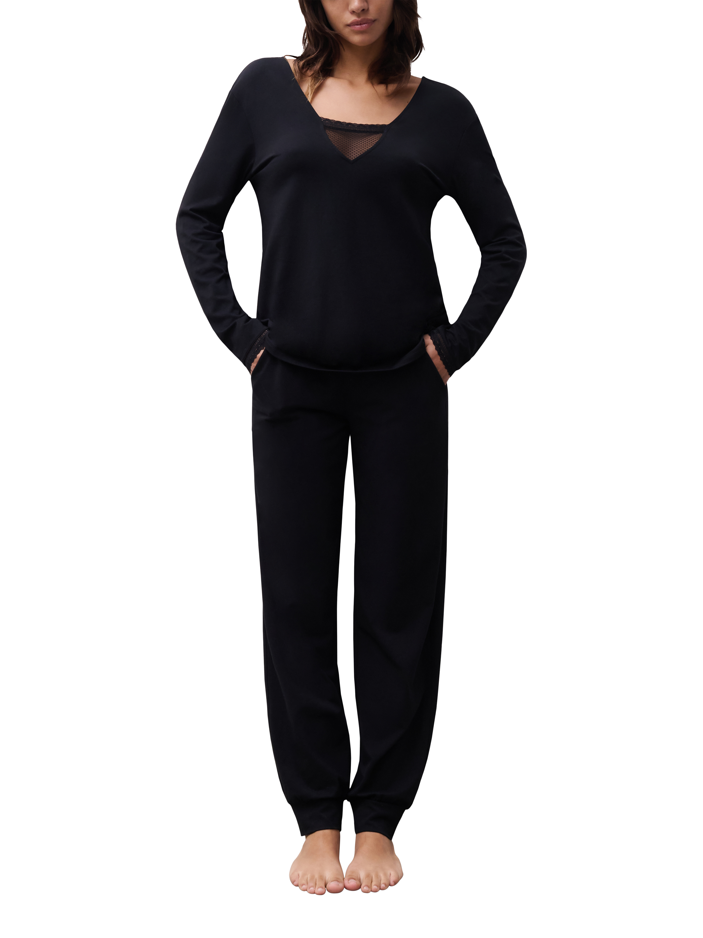 Product image 4 of 5, which shows Chantelle Romance Lounge Trousers, Black, S