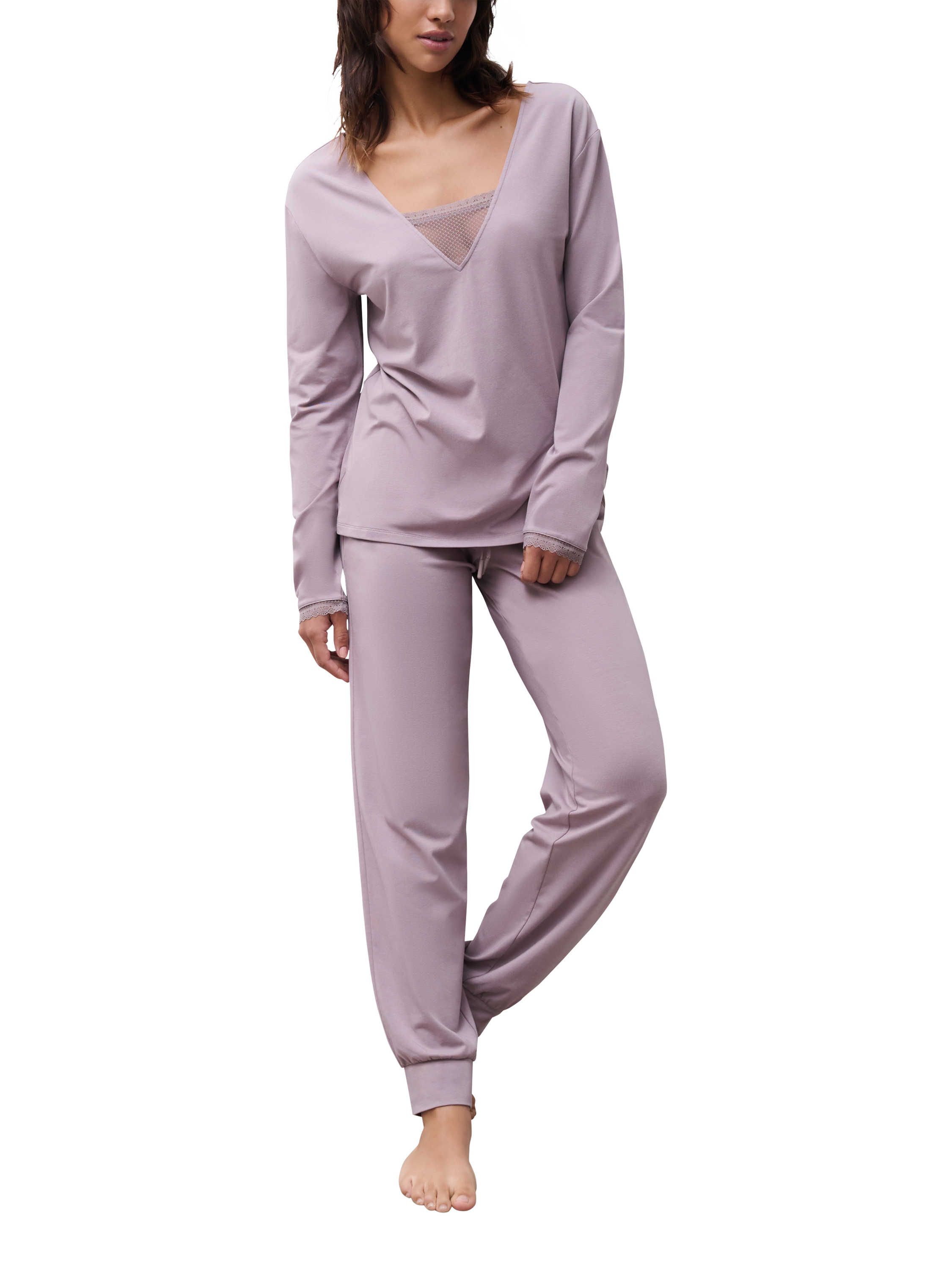 Product image 3 of 4, which shows Chantelle Romance Long Sleeve Lounge Top, Stardust, S