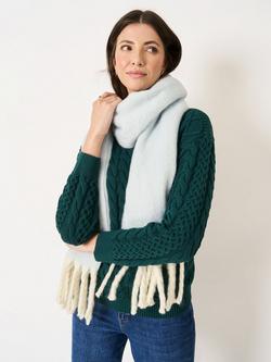 Crew Clothing Two Tone Tassel Scarf, Berry Red - view 2, Light Blue