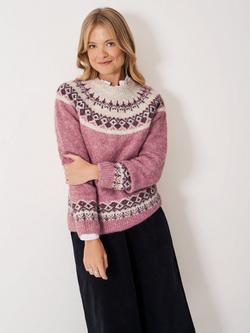 Crew Clothing Crew Neck Fair Isle Jumper, Light Pink, Light Pink