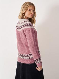 Crew Clothing Crew Neck Fair Isle Jumper, Light Pink - view 2, Light Pink