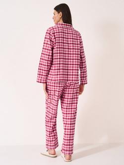 Crew Clothing Flannel Check Button Through Long Pyjama Set, Multi Pink - view 2, Multi Pink