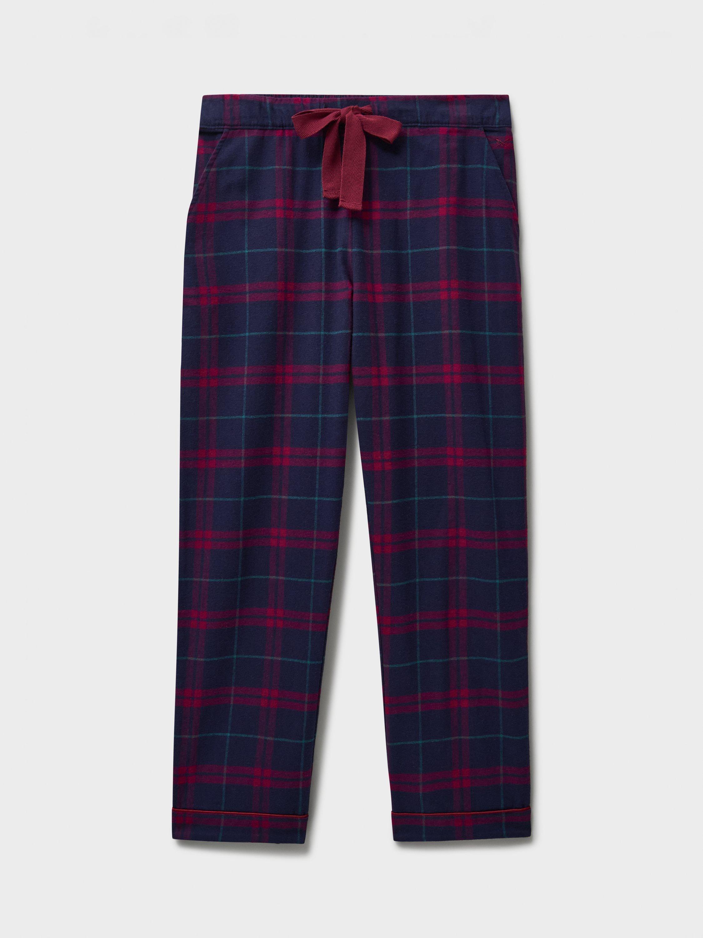 Product image 5 of 5, which shows Crew Clothing Flannel Check Pyjama Bottoms, Dark Navy, L