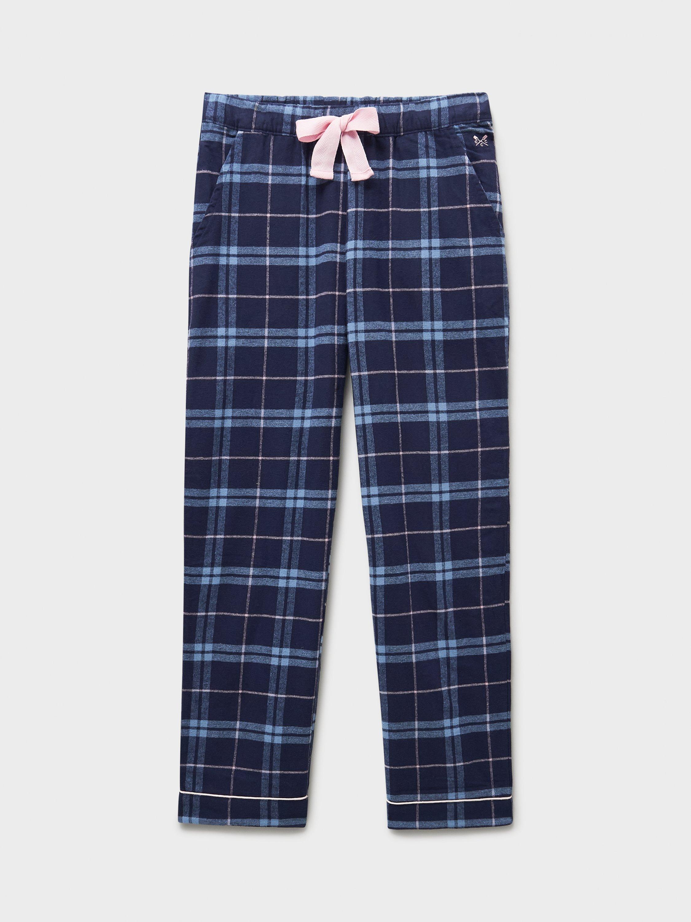 Product image 5 of 5, which shows Crew Clothing Flannel Check Pyjama Bottoms, Navy Blue, XS