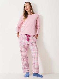 Crew Clothing Flannel Check Pyjama Bottoms, Light Pink