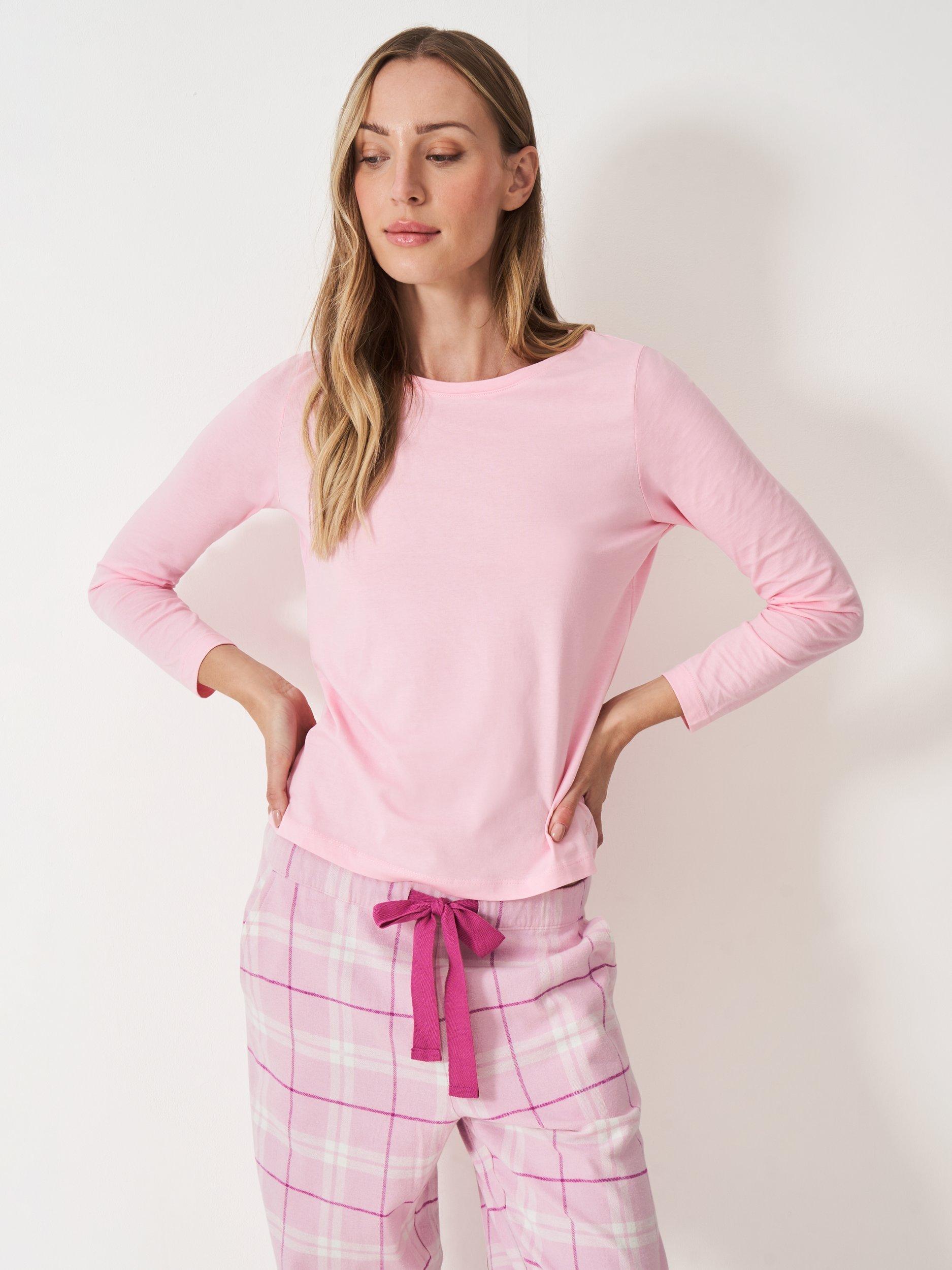 Product image 3 of 5, which shows Crew Clothing Flannel Check Pyjama Bottoms, Light Pink, XS
