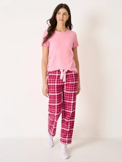 Crew Clothing Flannel Check Pyjama Bottoms, Berry Red
