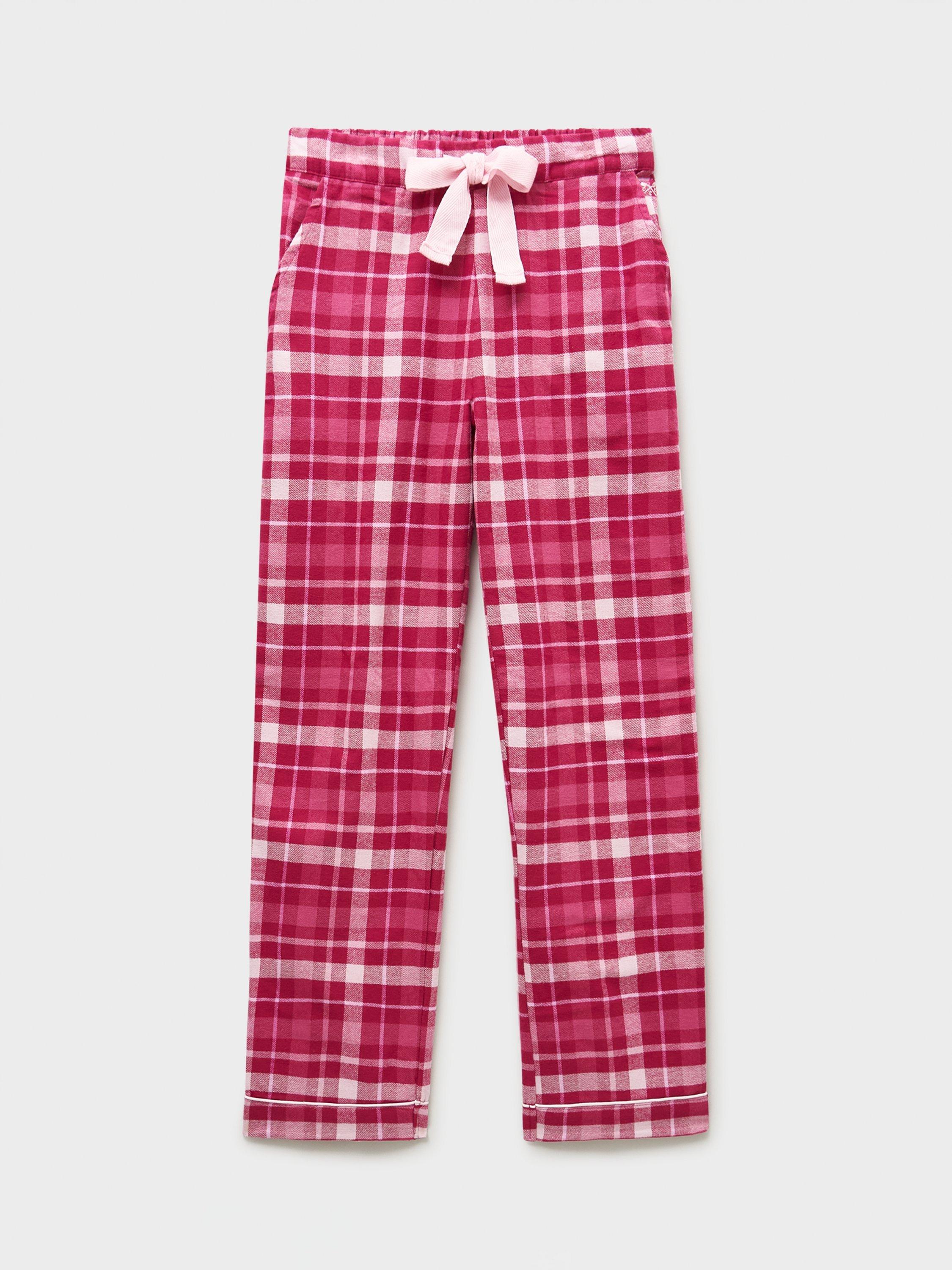 Product image 5 of 5, which shows Crew Clothing Flannel Check Pyjama Bottoms, Berry Red, XS