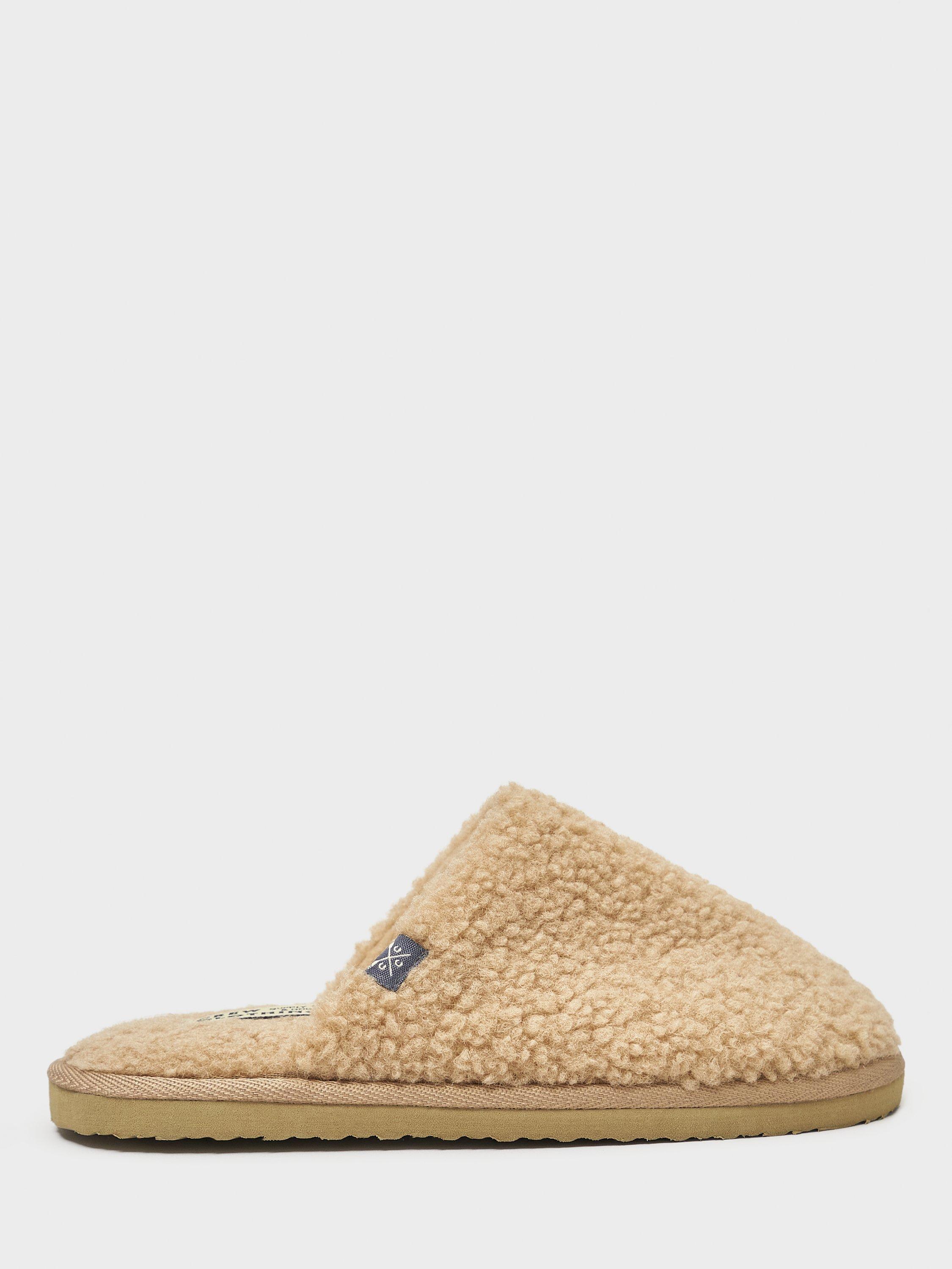 Product image 1 of 4, which shows Crew Clothing Borg Mule Slippers, Taupe, L