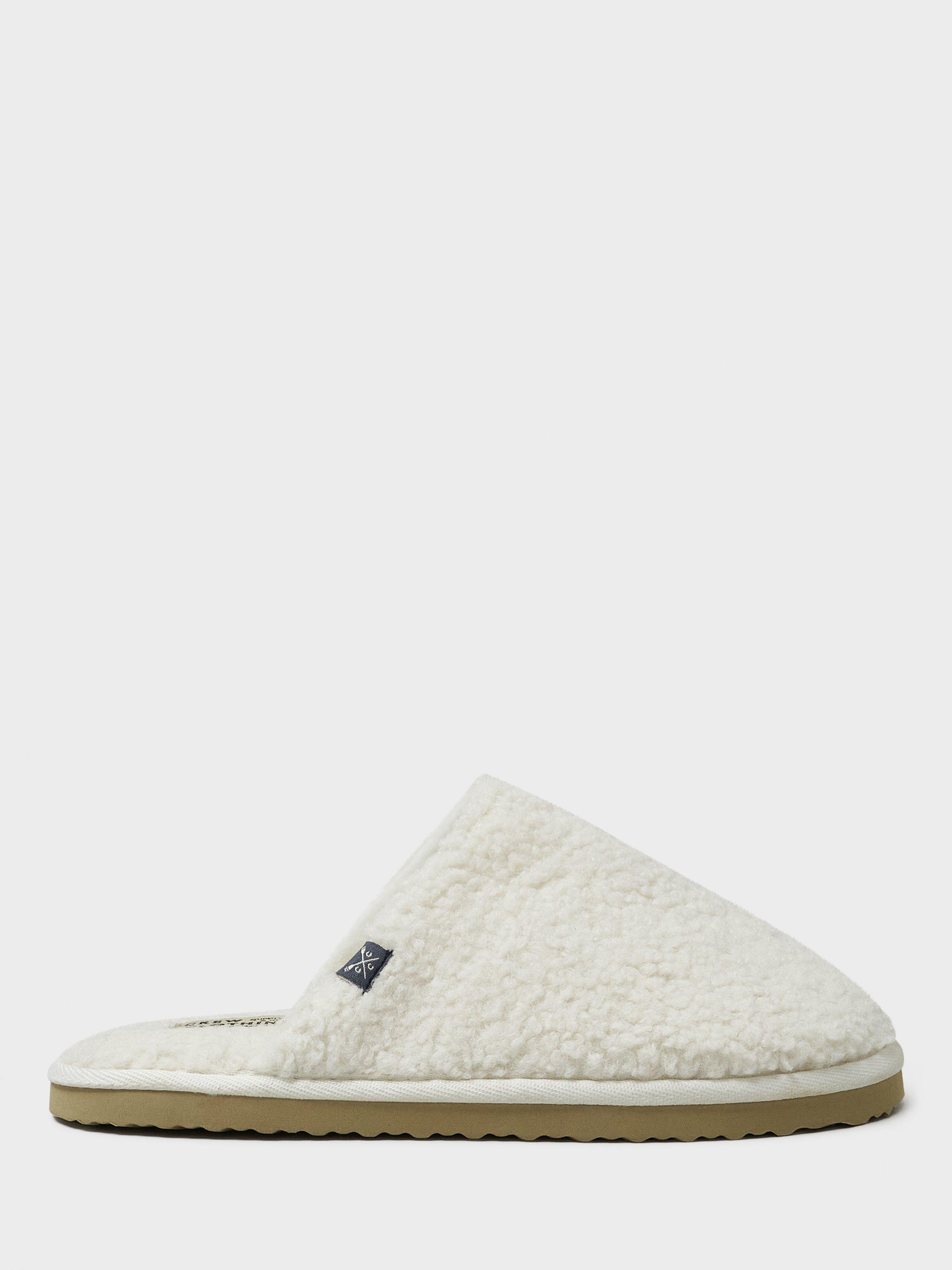 Product image 1 of 4, which shows Crew Clothing Borg Mule Slippers, Cream, L