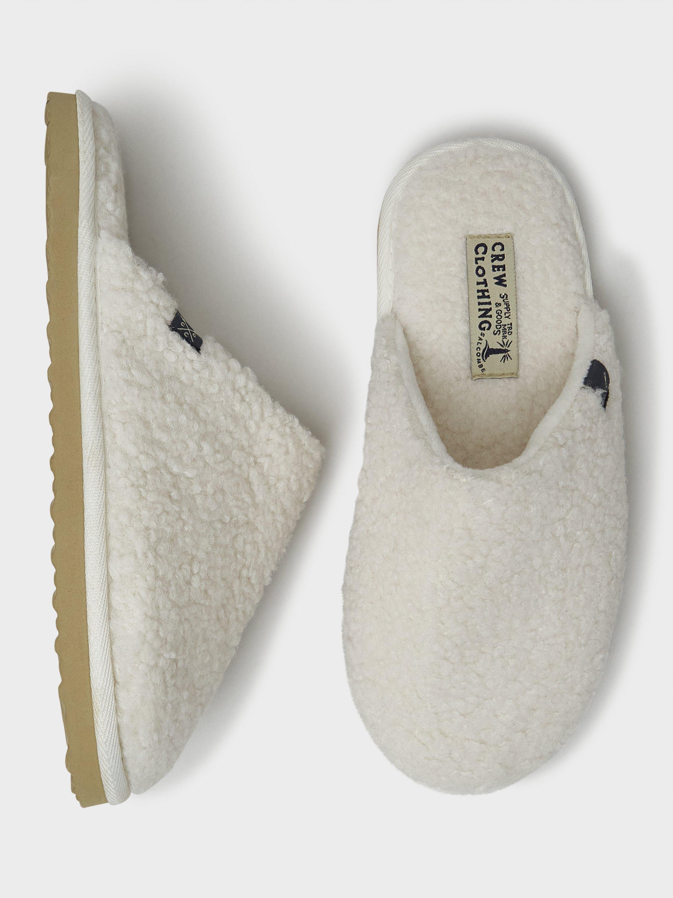 Product image 3 of 4, which shows Crew Clothing Borg Mule Slippers, Cream, L