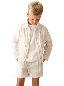 Angel & Rocket Kids' Ticking Stripe Jacket, Ivory, Ivory