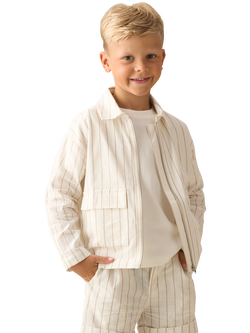 Angel & Rocket Kids' Ticking Stripe Jacket, Ivory - view 2, Ivory