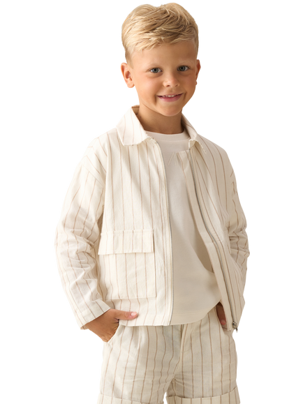 Angel & Rocket Kids' Ticking Stripe Jacket, Ivory - view 2, Ivory