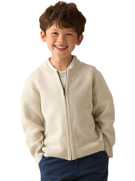Angel & Rocket Kids' Zip Through Knit Jacket, Grey, Grey