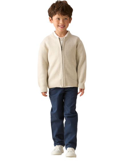Angel & Rocket Kids' Zip Through Knit Jacket, Grey - view 2, Grey