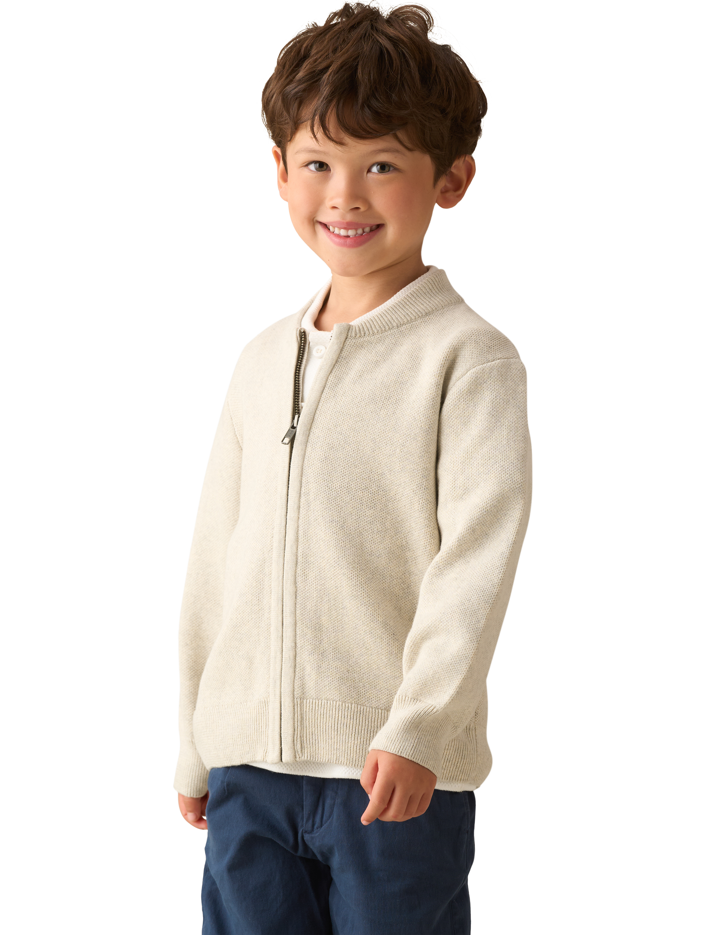 Product image 4 of 7, which shows Angel & Rocket Kids' Zip Through Knit Jacket, Grey, 3-4 years