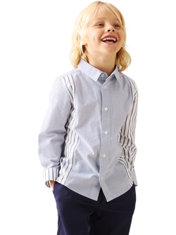 Angel & Rocket Kids' Cotton Long Sleeved Stripe Shirt, Blue/White - view 2, Blue/White