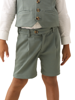 Angel & Rocket Kids' Pleated Front Smart Shorts, Sage, Sage