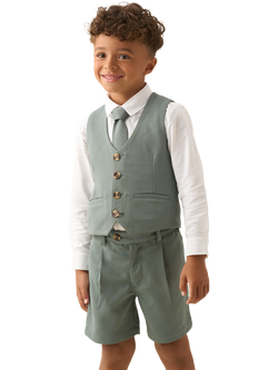 Angel & Rocket Kids' Pleated Front Smart Shorts, Sage - view 2, Sage