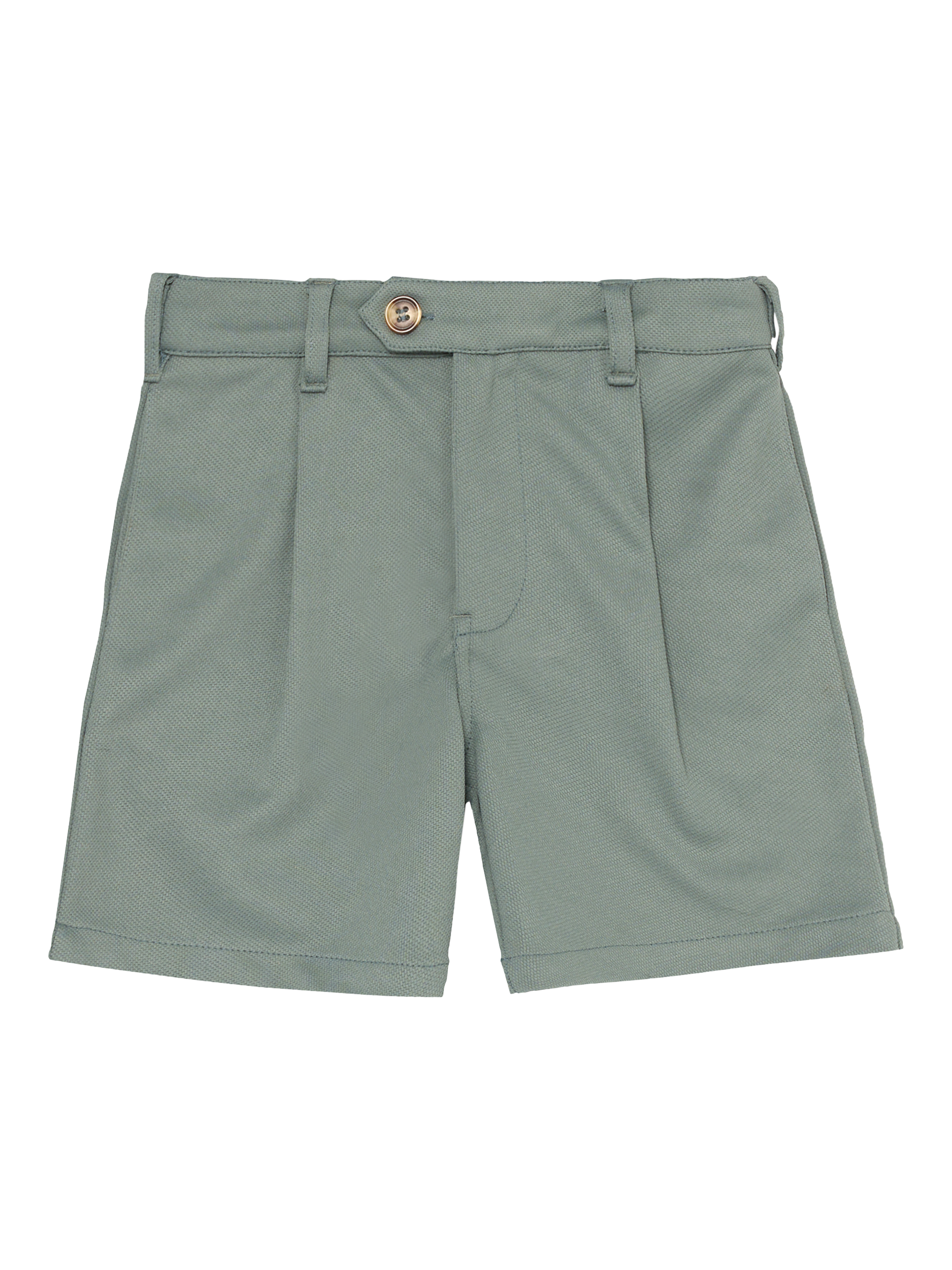 Product image 3 of 5, which shows Angel & Rocket Kids' Pleated Front Smart Shorts, Sage, 2 years