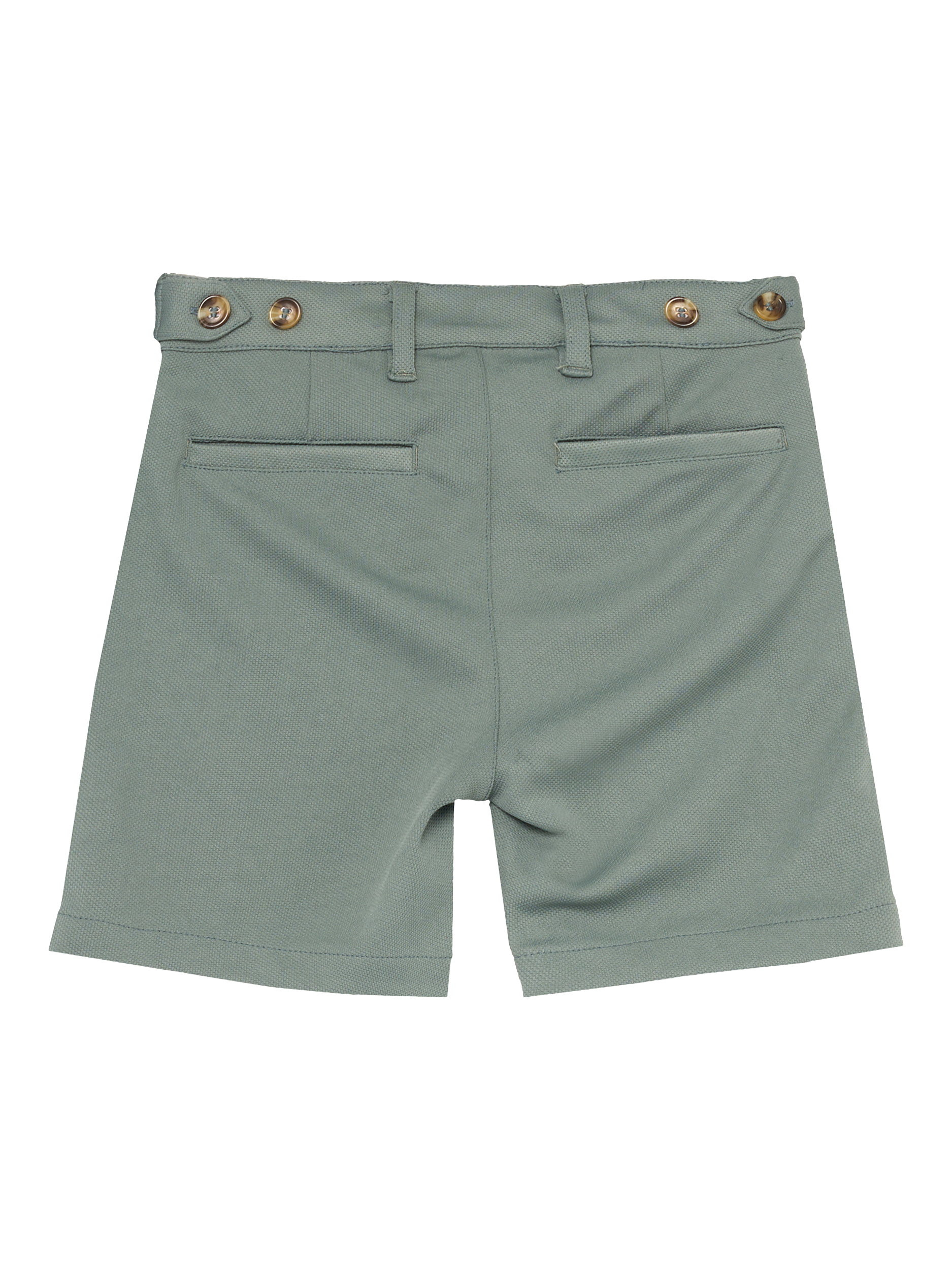 Product image 4 of 5, which shows Angel & Rocket Kids' Pleated Front Smart Shorts, Sage, 2 years