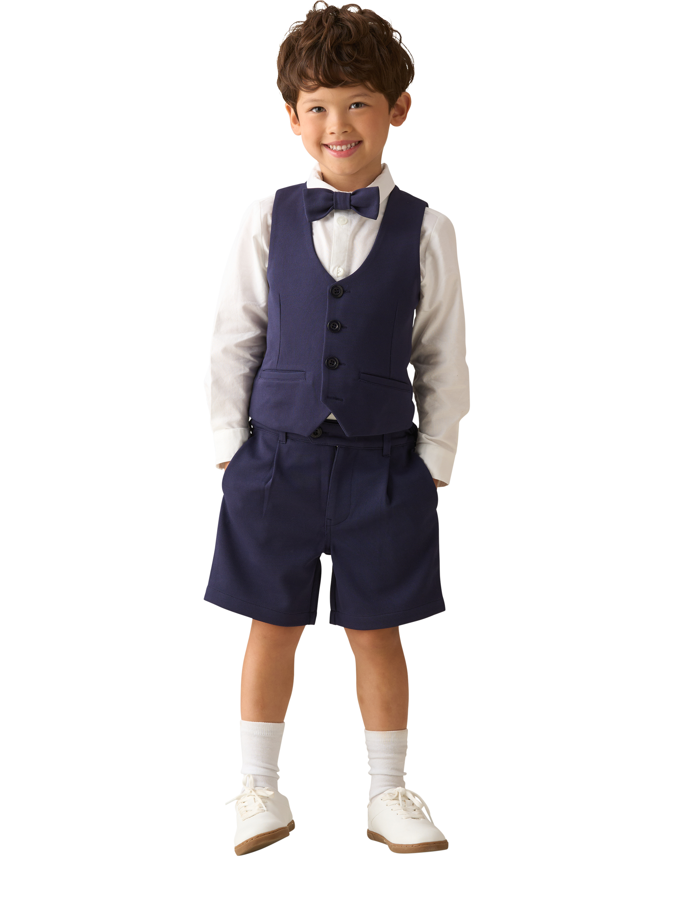 Product image 2 of 7, which shows Angel & Rocket Kids' Woven Smart Shorts, Navy, 2 years