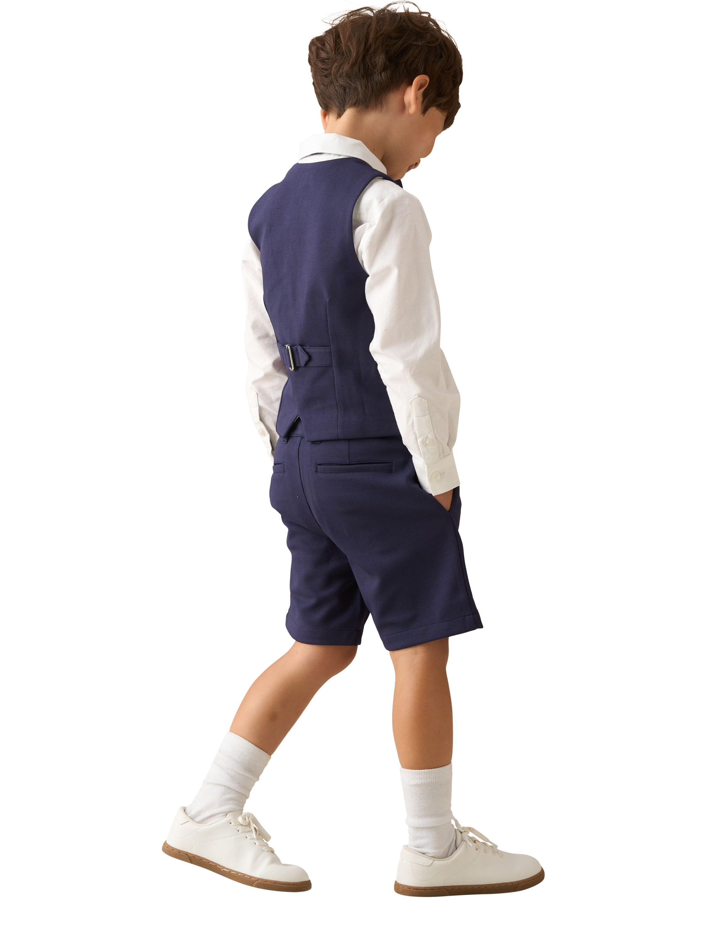 Product image 3 of 7, which shows Angel & Rocket Kids' Woven Smart Shorts, Navy, 2 years