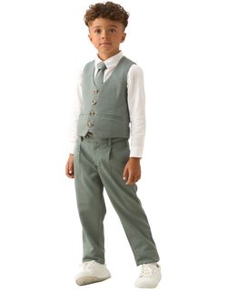 Angel & Rocket Kids' Smart Textured Trousers, Sage - view 2, Sage