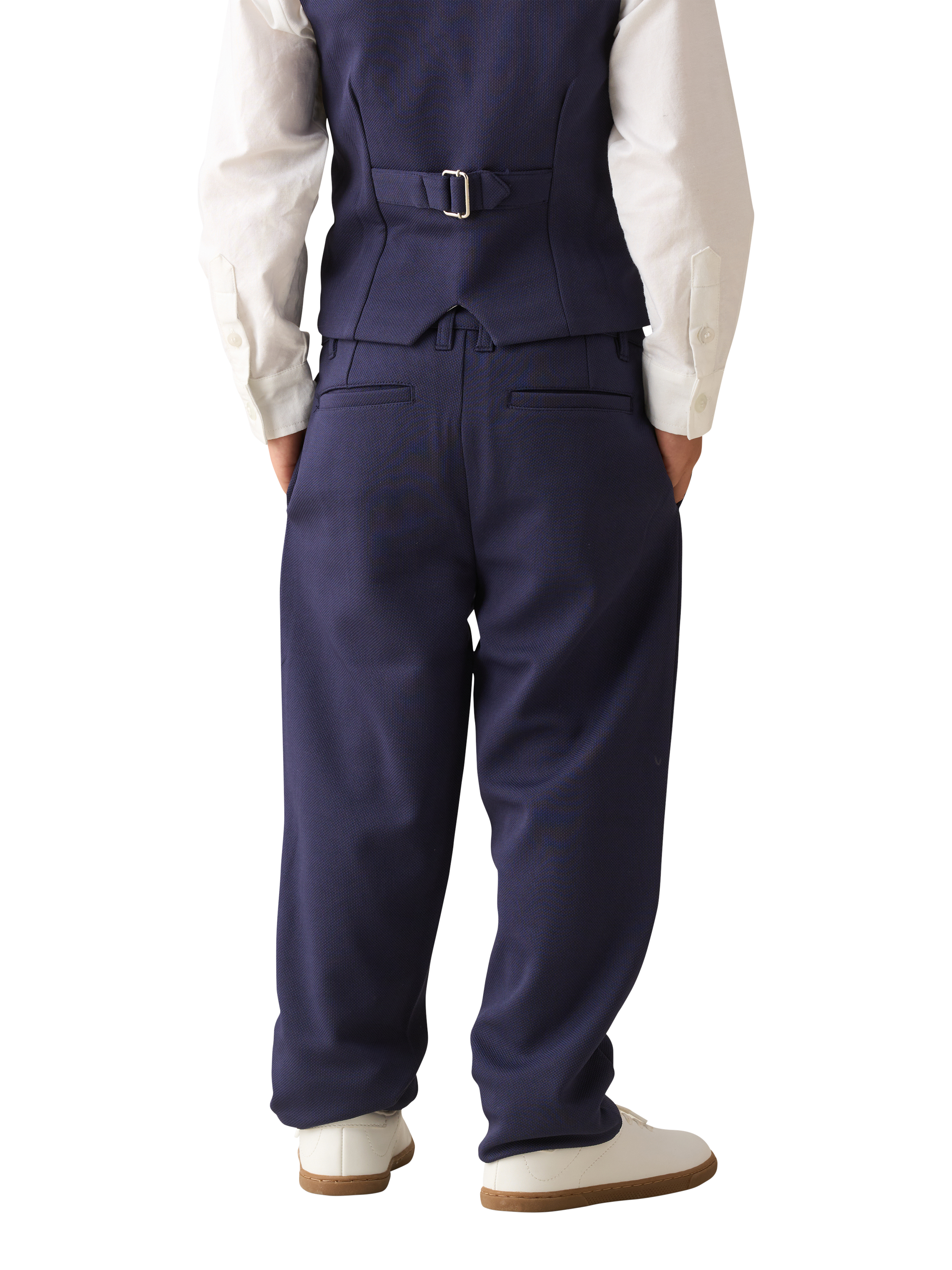 Product image 4 of 7, which shows Angel & Rocket Kids' Smart Textured Trousers, Navy, 2 years
