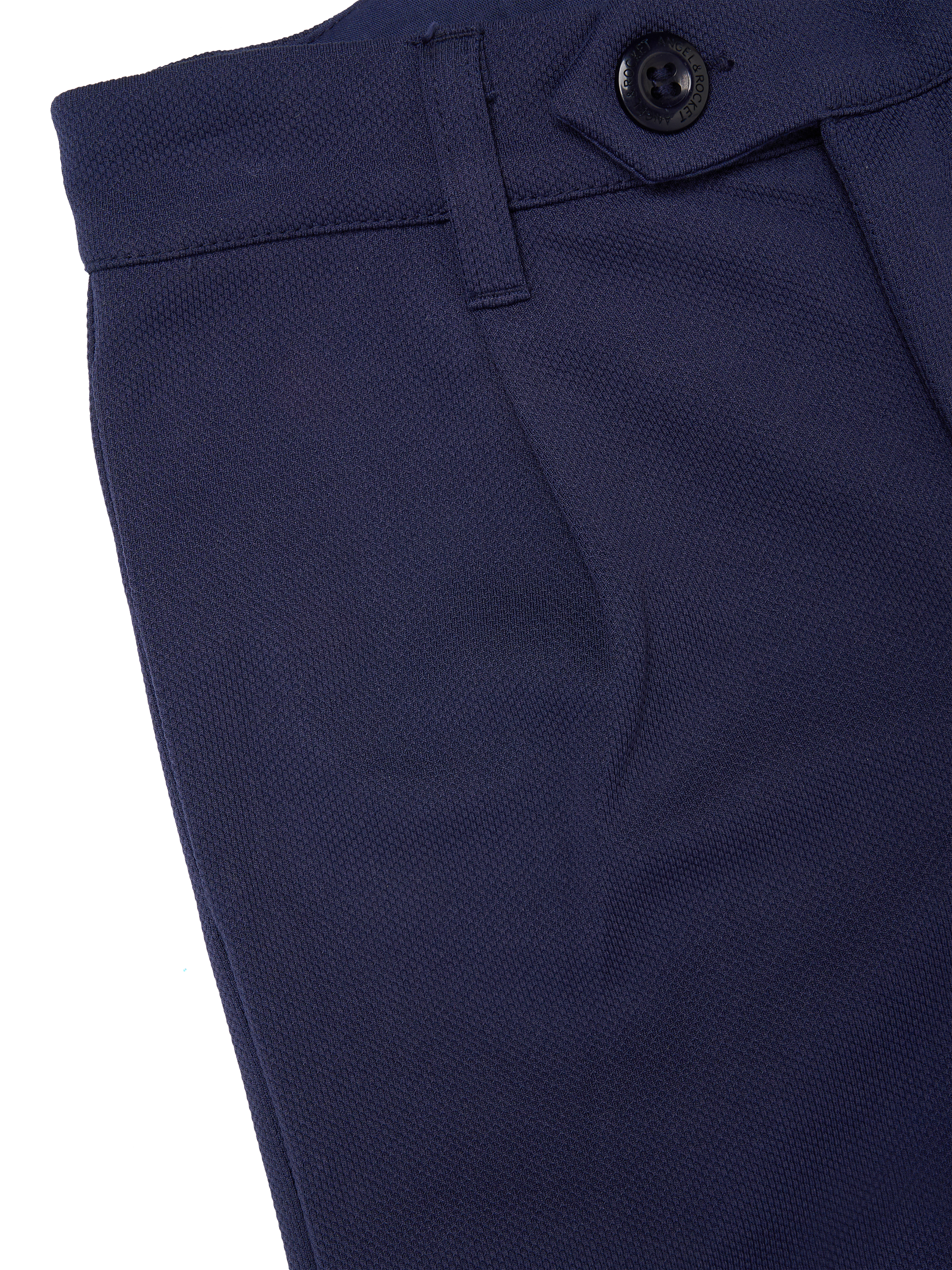 Product image 7 of 7, which shows Angel & Rocket Kids' Smart Textured Trousers, Navy, 2 years
