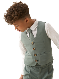 Angel & Rocket Kids' Smart 3 Piece Waistcoat Set, Sage, Sage