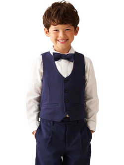 Angel & Rocket Kids' Smart 3 Piece Waistcoat Set, Navy, Navy