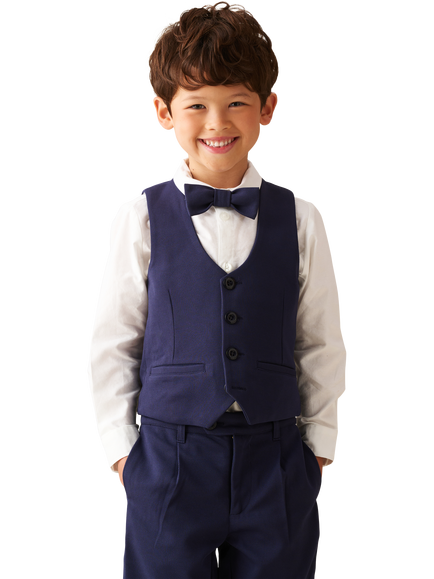 Angel & Rocket Kids' Smart 3 Piece Waistcoat Set, Navy, Navy