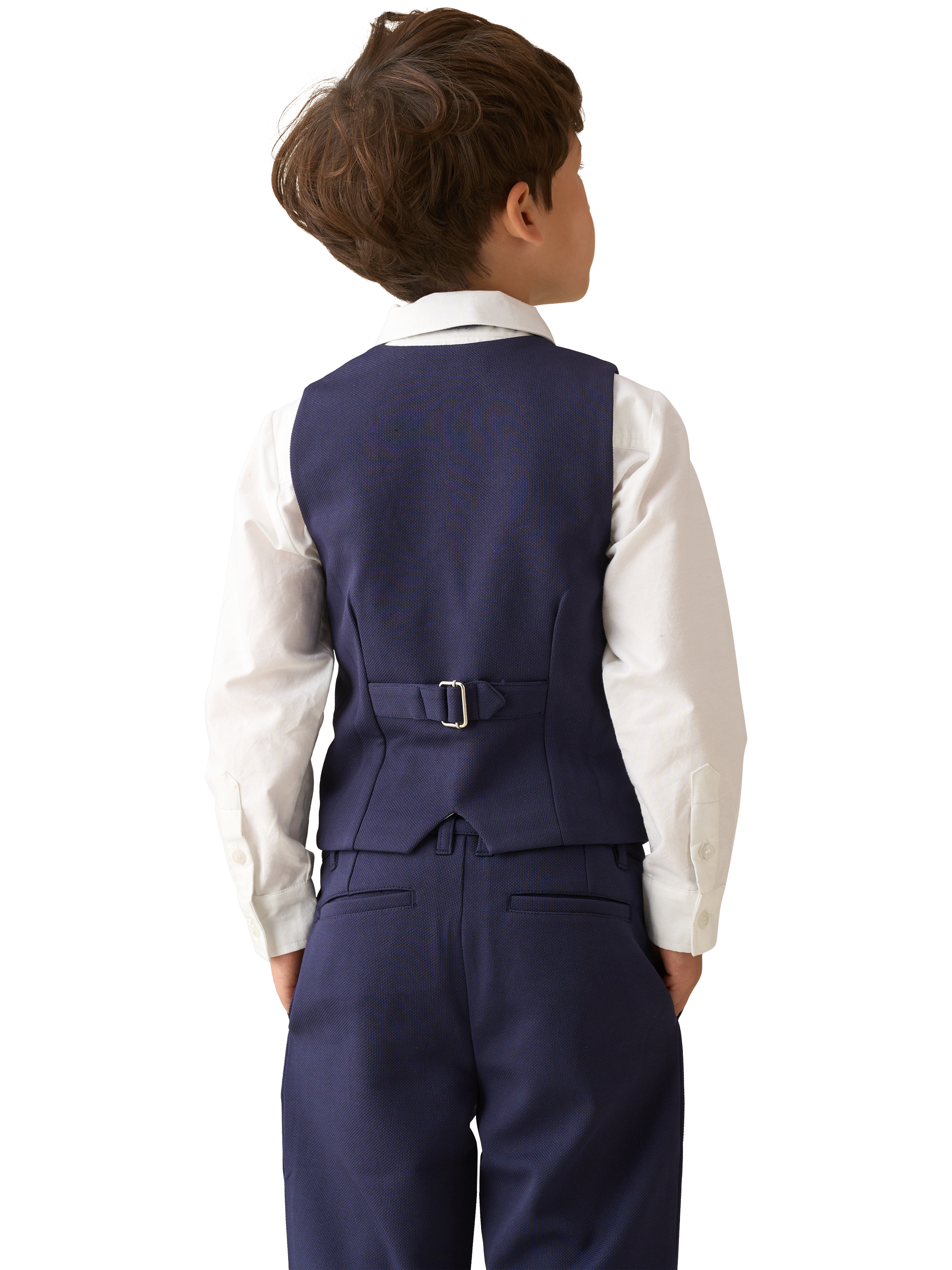 Product image 3 of 5, which shows Angel & Rocket Kids' Smart 3 Piece Waistcoat Set, Navy, 2 years