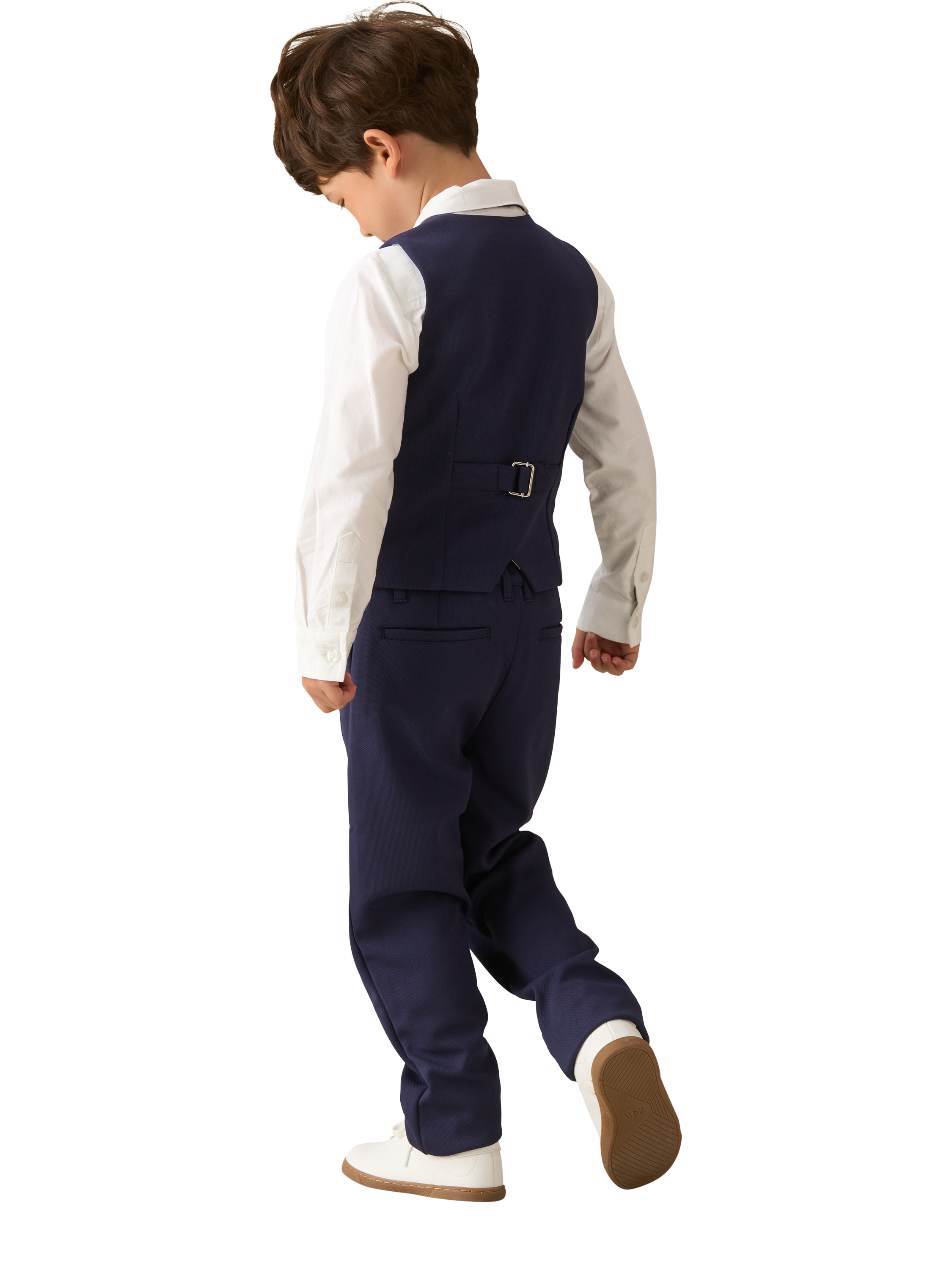 Product image 5 of 5, which shows Angel & Rocket Kids' Smart 3 Piece Waistcoat Set, Navy, 2 years
