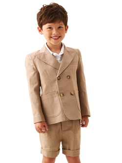 Angel & Rocket Cotton Blend Double Breasted Blazer, Taupe, Taupe